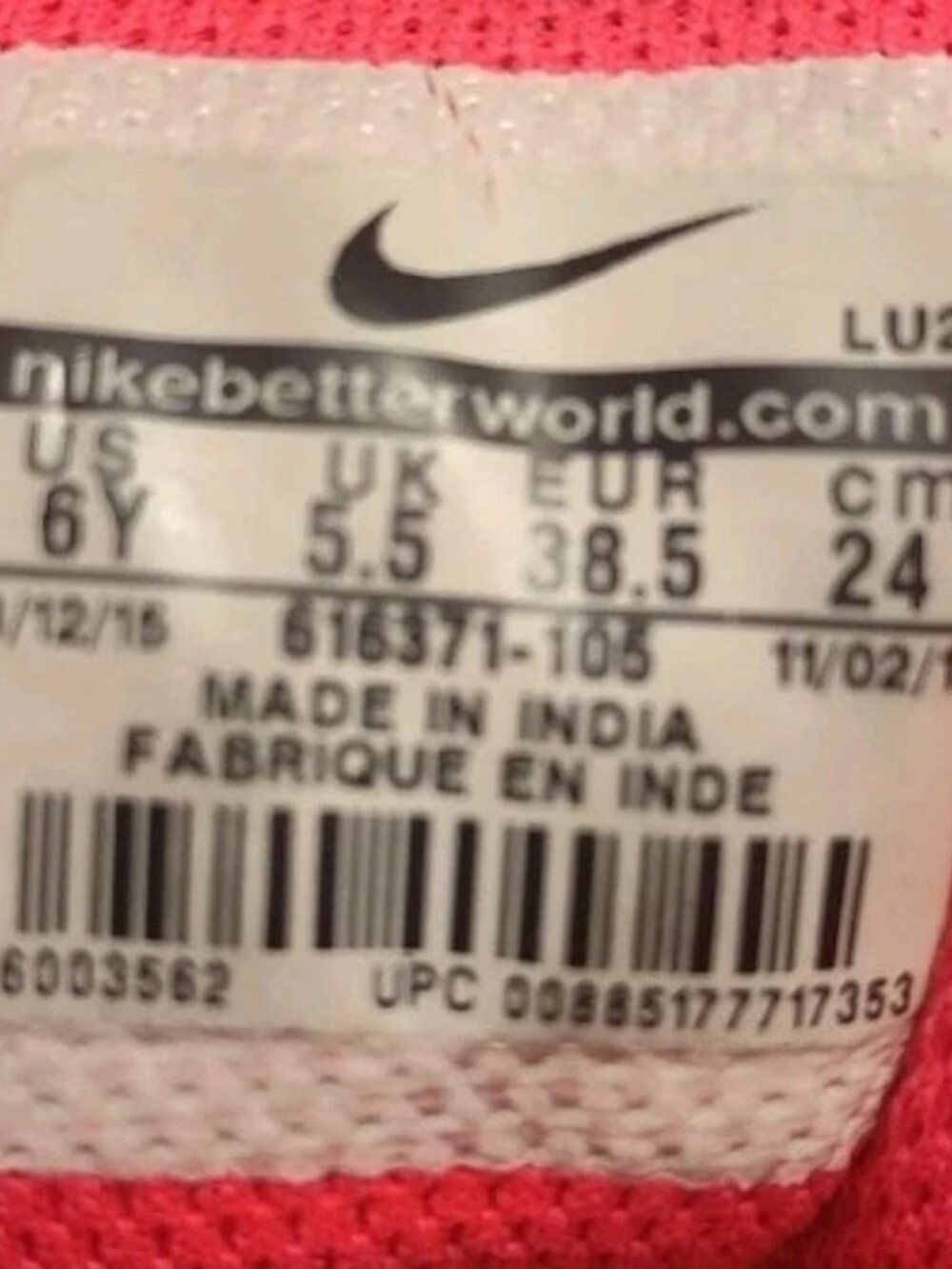 Nike Son of Force Mid Youth Sneakers Size 6Y Black White Pink 616371-105 - Picture 5 of 5